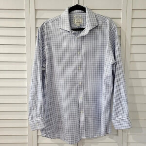 Jos. A. Banks Non-Iron Tailored‎ Fit White Plaid Button-up Long-Sleeve Shirt